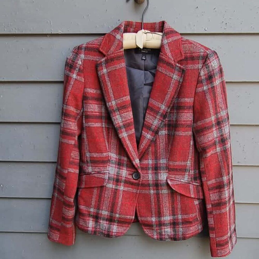 Talbots Wool Plaid Jacket in Rust Gray size 4